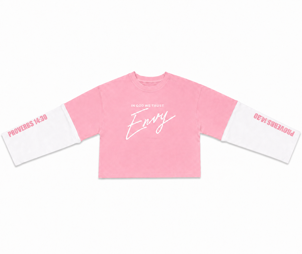 Envy Cropped Tee Pink and White