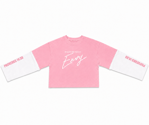 Envy Cropped Tee Pink and White