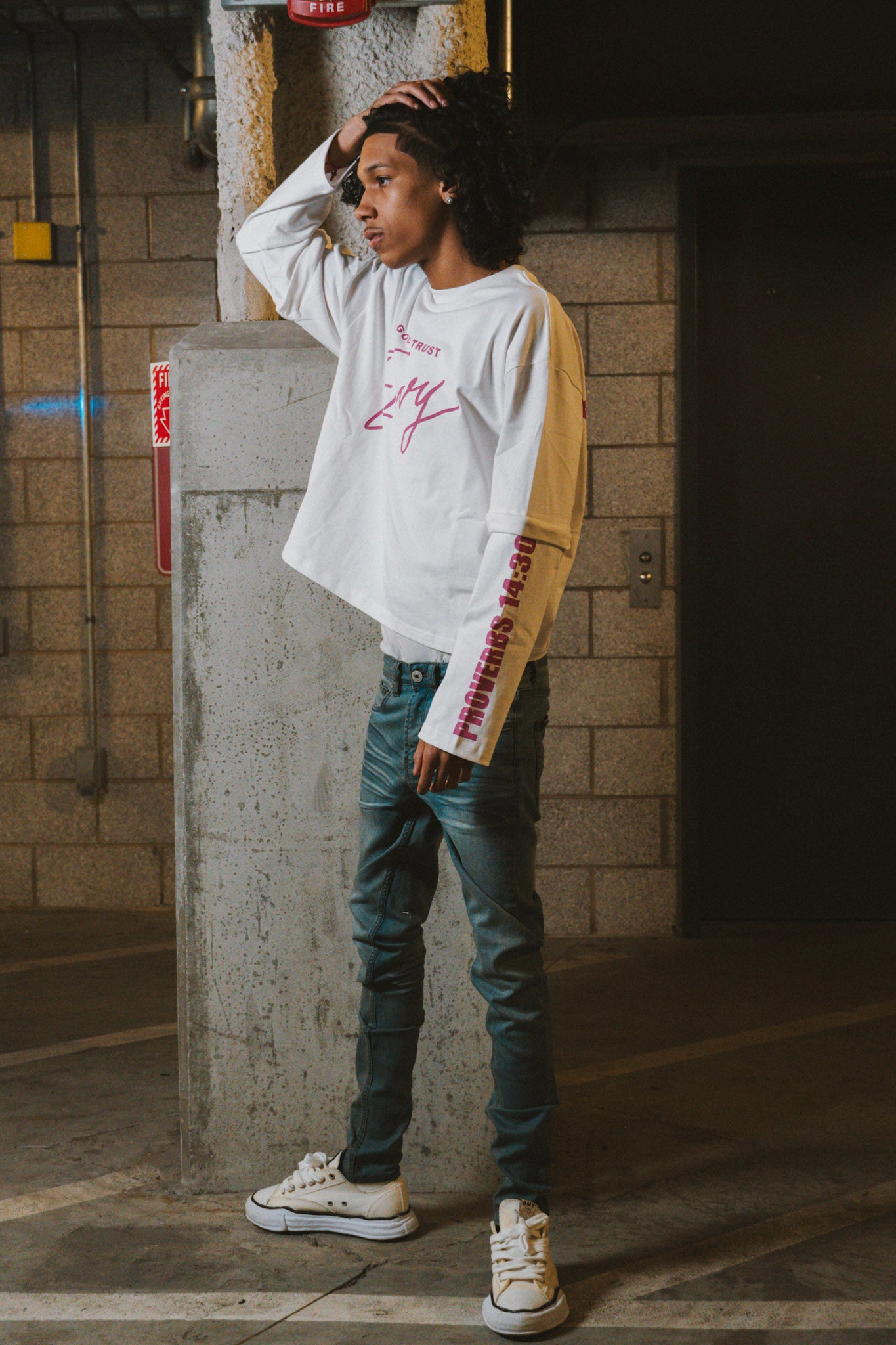 Envy Cropped Tee White and pink