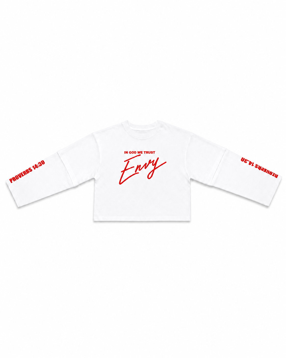 Envy Cropped Tee White & Red